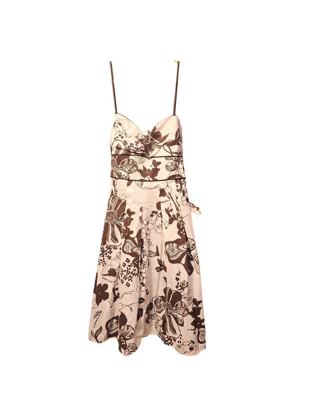 Vintage City Triangle white with brown floral fit and flare sun dress size12